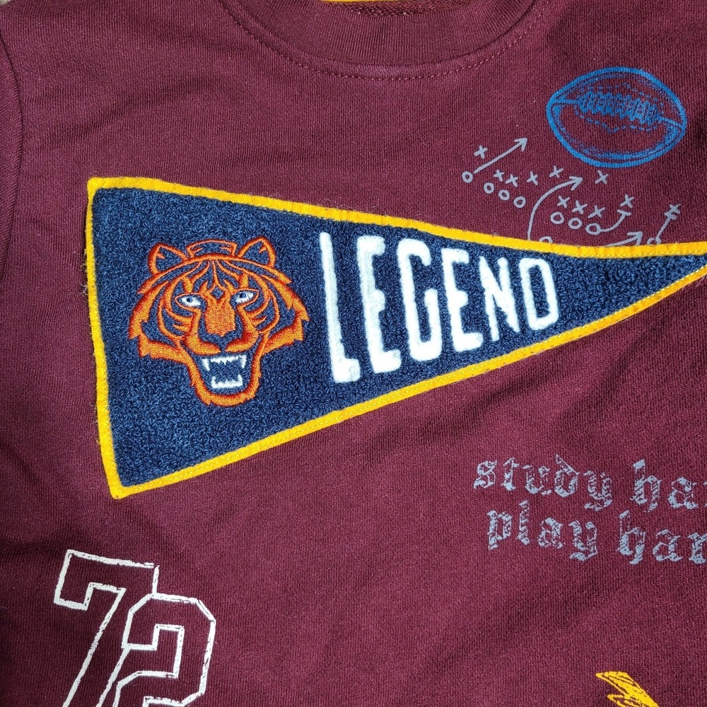 365 Kids Garanimals Maroon Football Long Sleeve Shirt Size 5 with Pennant Patch‎ - Picture 2 of 5